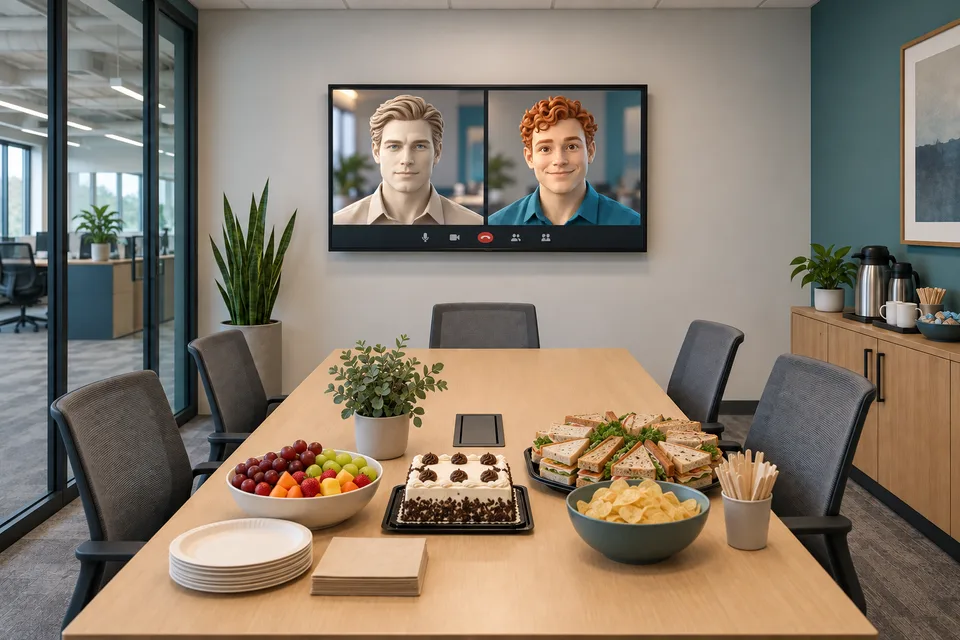 Catering arranged in Meeting Room 4B beside the colleagues display.